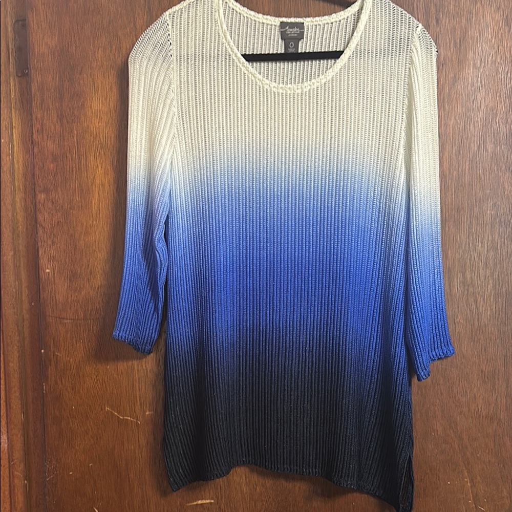 Chico's Blue and White Ombre Knit Top